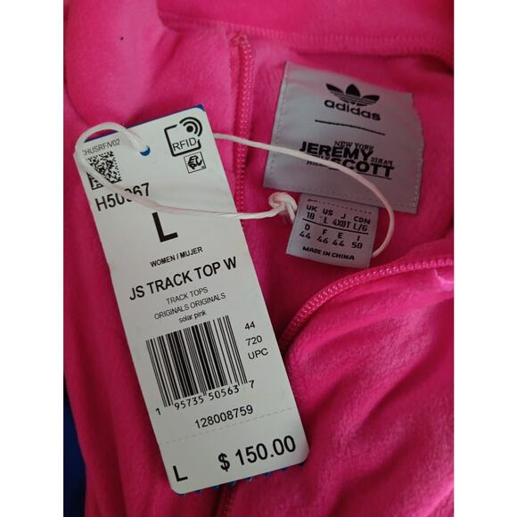 Jeremy Scott adidas Originals Track Crop SZL Top Jacket Velour H50967 SOLAR PIN - Picture 4 of 4